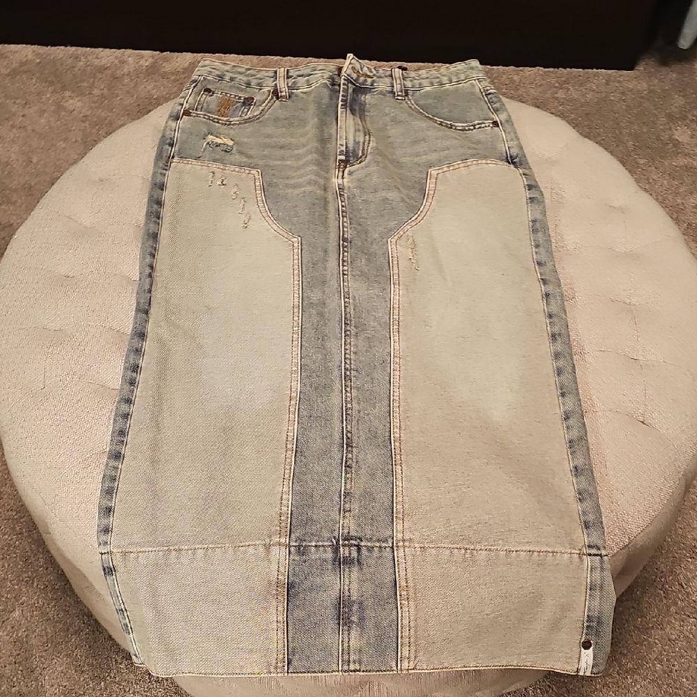 One Teaspoon Light Blue Denim Skirt